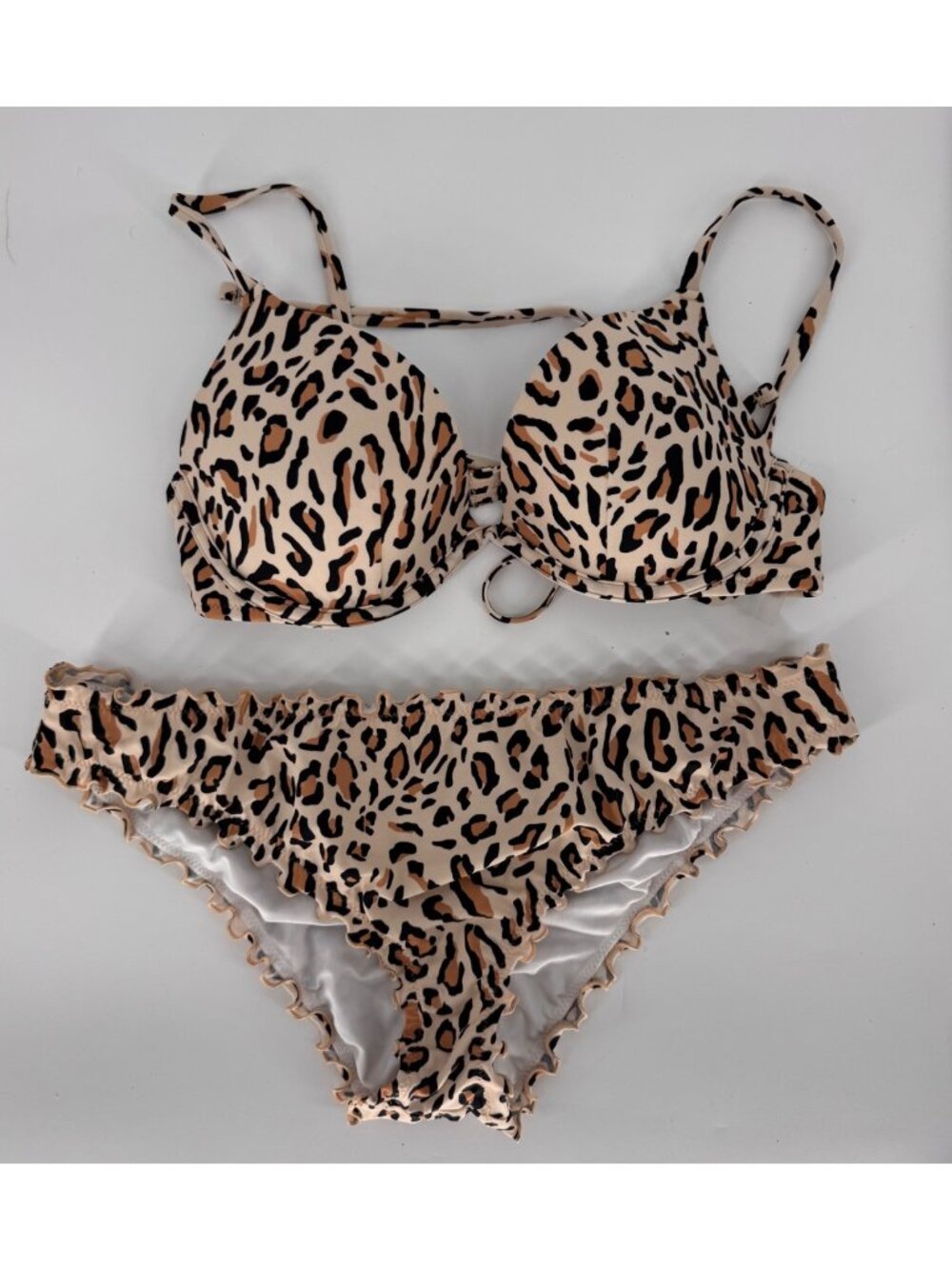 Shade & Shore Womens Leopard Print Bikini Swimwear Set Size L